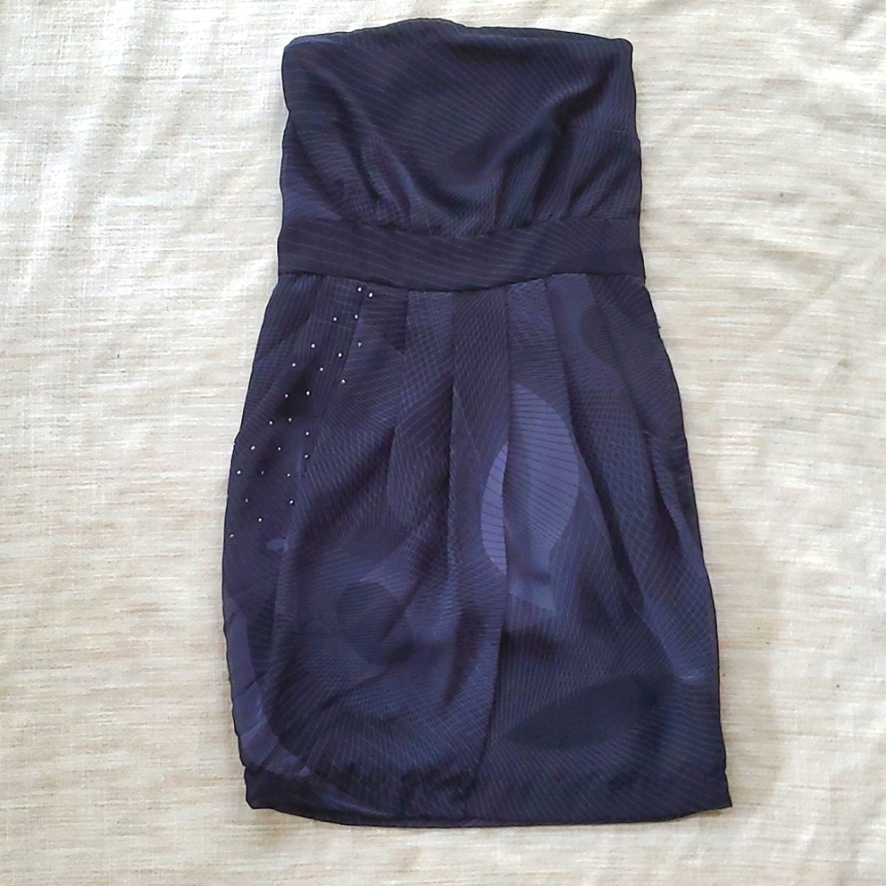 DEPT Black Mini Dress with White/Gray Geo Pattern, size Small